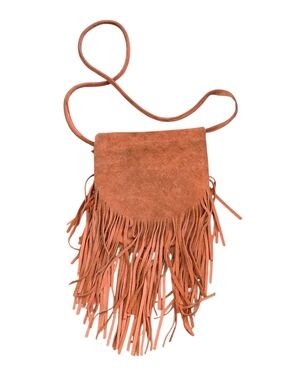 Street Level Fringed Suede Crossbody Bag in Rust
